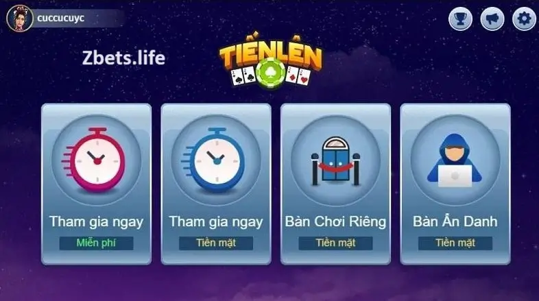 Các tính năng của game Tiến Lên Miền Nam tại Zbet